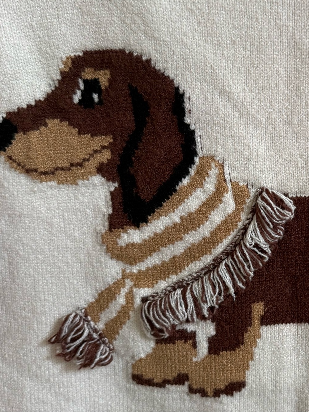 Calligraphie Dog Sweater Crewneck Dachshund ๐ Puppy Knit Fringe Weenie Canine - Picture 3 of 15